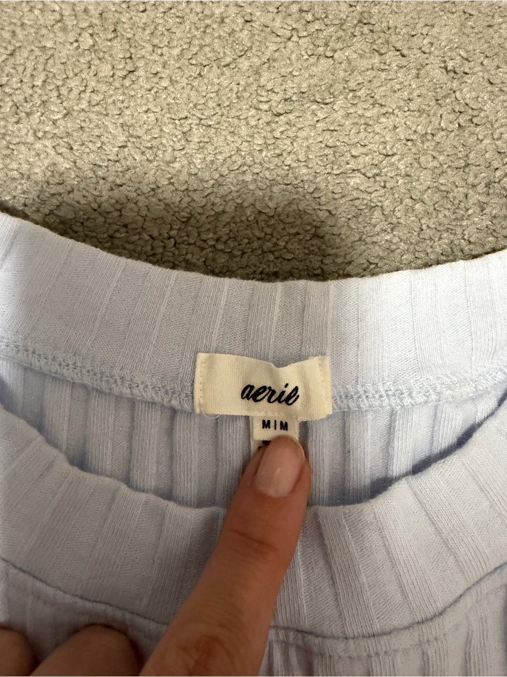 aerie Pale Blue Ribbed Crop Tank - Picture 3 of 6